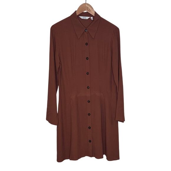 Paris Atelier & other stories brown rust long sleeve shirt dress size 8 - Picture 8 of 8